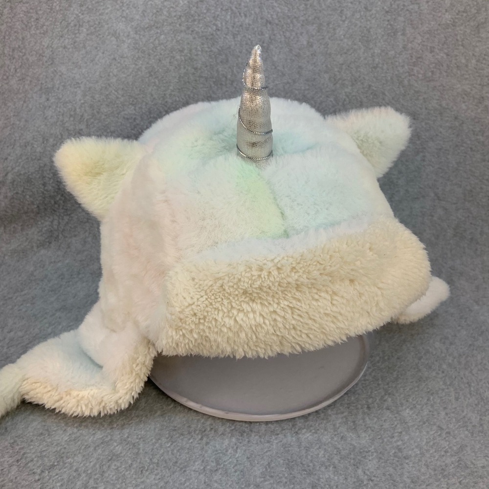 Unicorn Girls Pastel Rainbow Faux Fur Trapper Hat Silver Horn OSFM